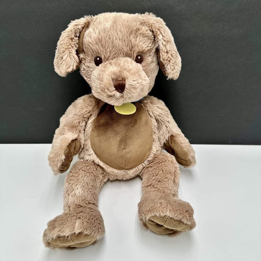 Koala Baby Taupe Brown Puppy Dog Blue Collar Plush 14" Stuffed Toy Lovey